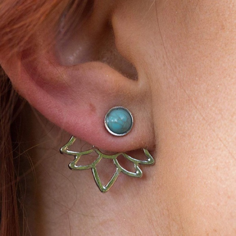 💋4/$25💋3-pc Multi-Way Turquoise Lotus Earrings💋